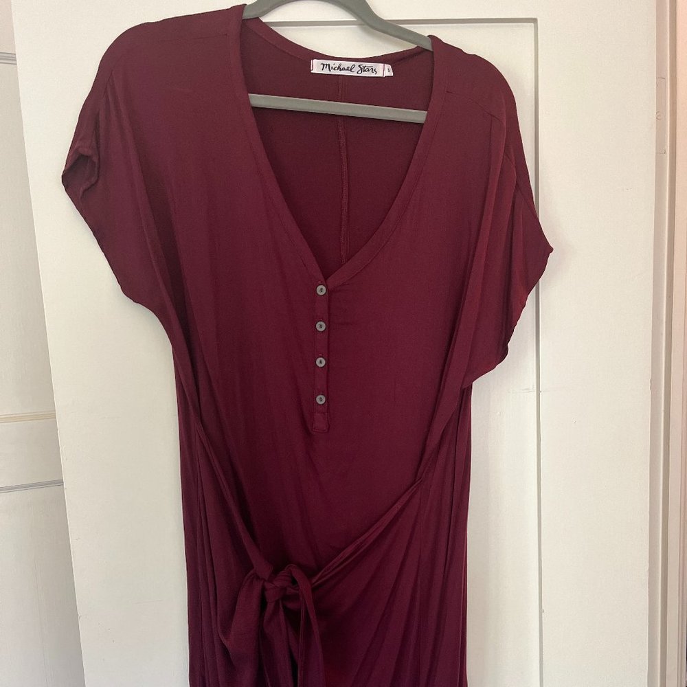 Michael Stars NWOT Maroon Tie Tee Dress